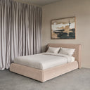 Soft Beige Upholstered 5′ King Sized Bed Frame - Libra Interiors