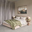 Soft Beige Upholstered 5′ King Sized Bed Frame - Libra Interiors