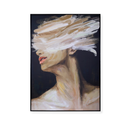 Veiled Expression abstract portrait wall art in soft neutral tones with textured hand-applied detailing