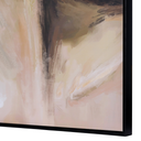 Elegant abstract portrait wall art in soft neutral tones with textured canvas and pine frame