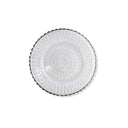 Fluid Home Interiors - Vintage Lace Clear Glass Charger Plate - Silver Rim