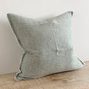 Washed Teal Linen Cushion Cover with a Frayed Edge