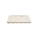 White Marble Square Large Tray with Scallop Edges