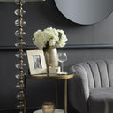 Fluid Home Interiors - White Marble And Antique Gold Iron Side Table - Libra Interiors