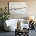 The Sofia Mini Curved Boucle Sofa Seater Taupe/Cream